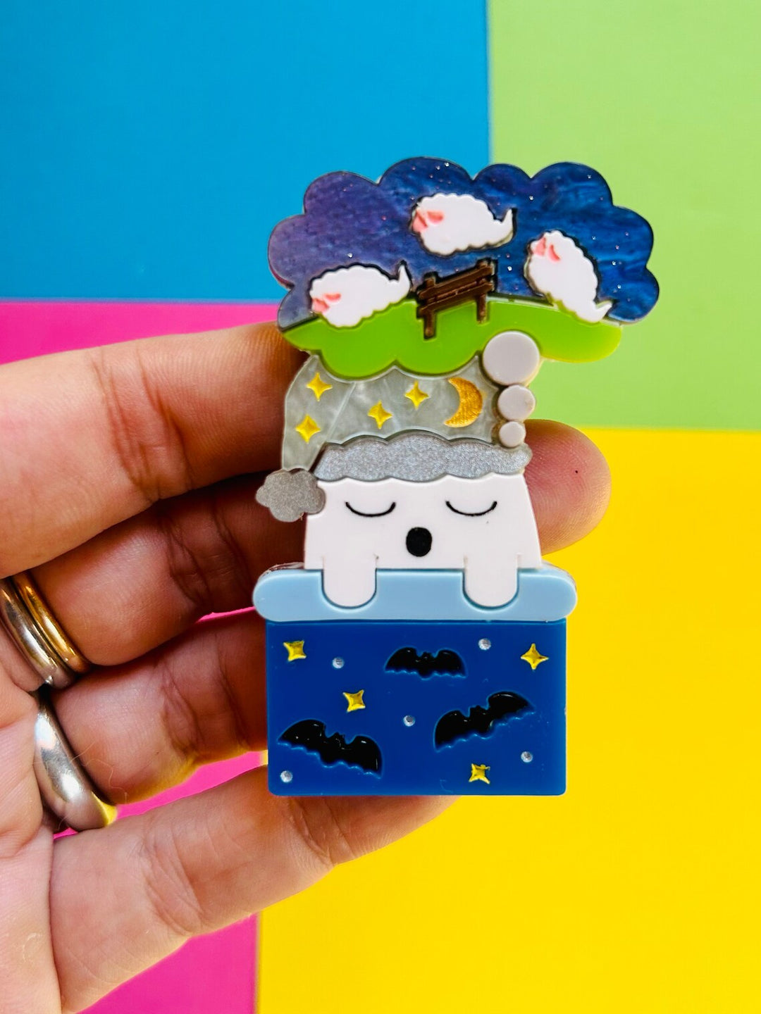 Happy Scary Dreams Acrylic Brooch by Makokot Design