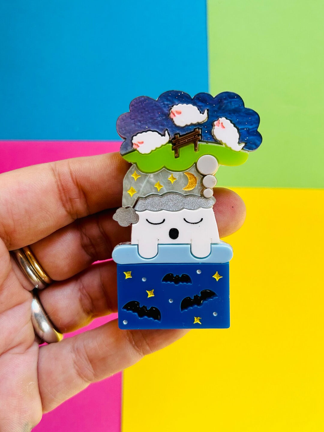 Happy Scary Dreams Acrylic Brooch by Makokot Design