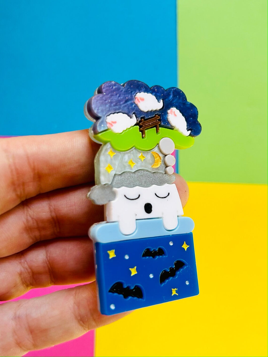 Happy Scary Dreams Acrylic Brooch by Makokot Design