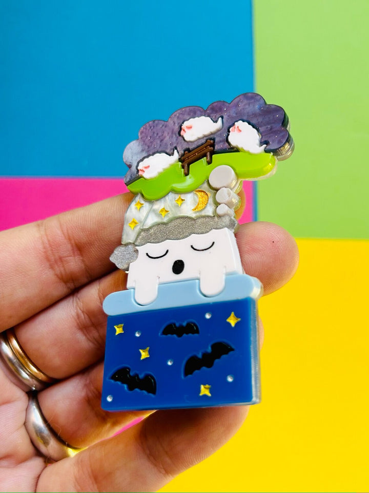 Happy Scary Dreams Acrylic Brooch by Makokot Design