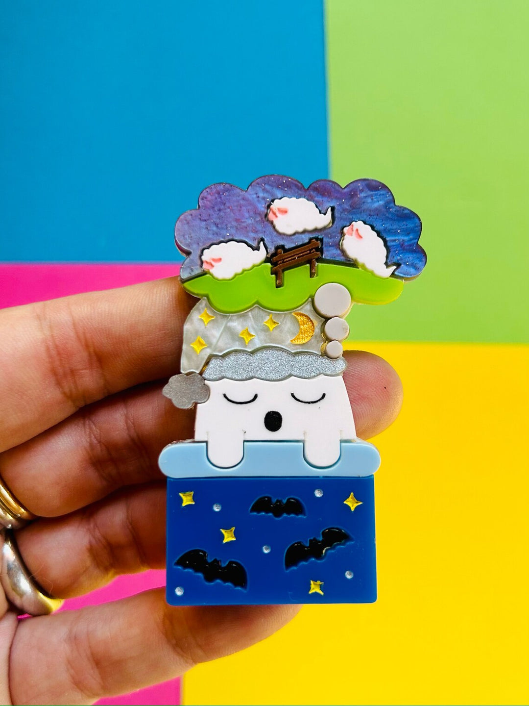 Happy Scary Dreams Acrylic Brooch by Makokot Design