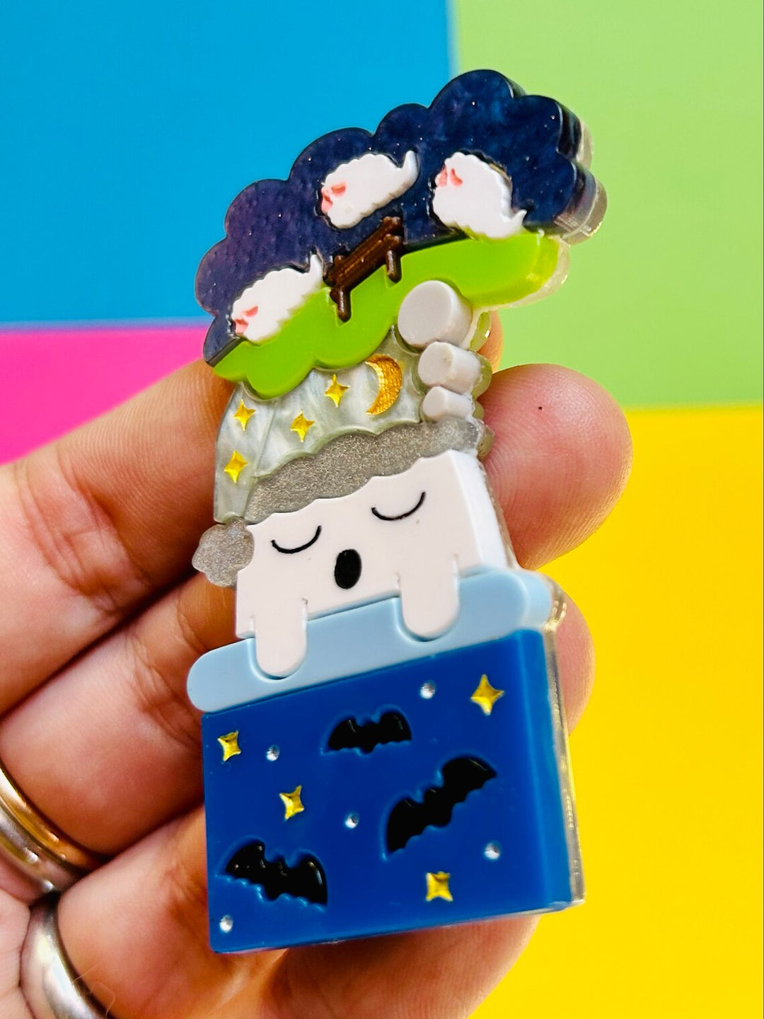 Happy Scary Dreams Acrylic Brooch by Makokot Design