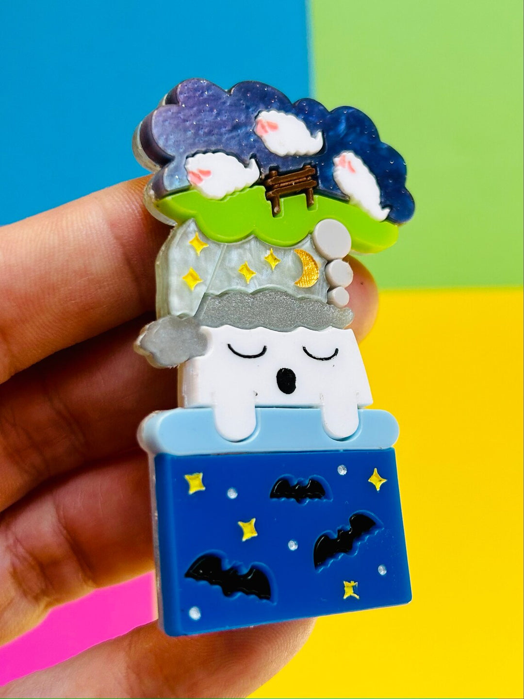 Happy Scary Dreams Acrylic Brooch by Makokot Design