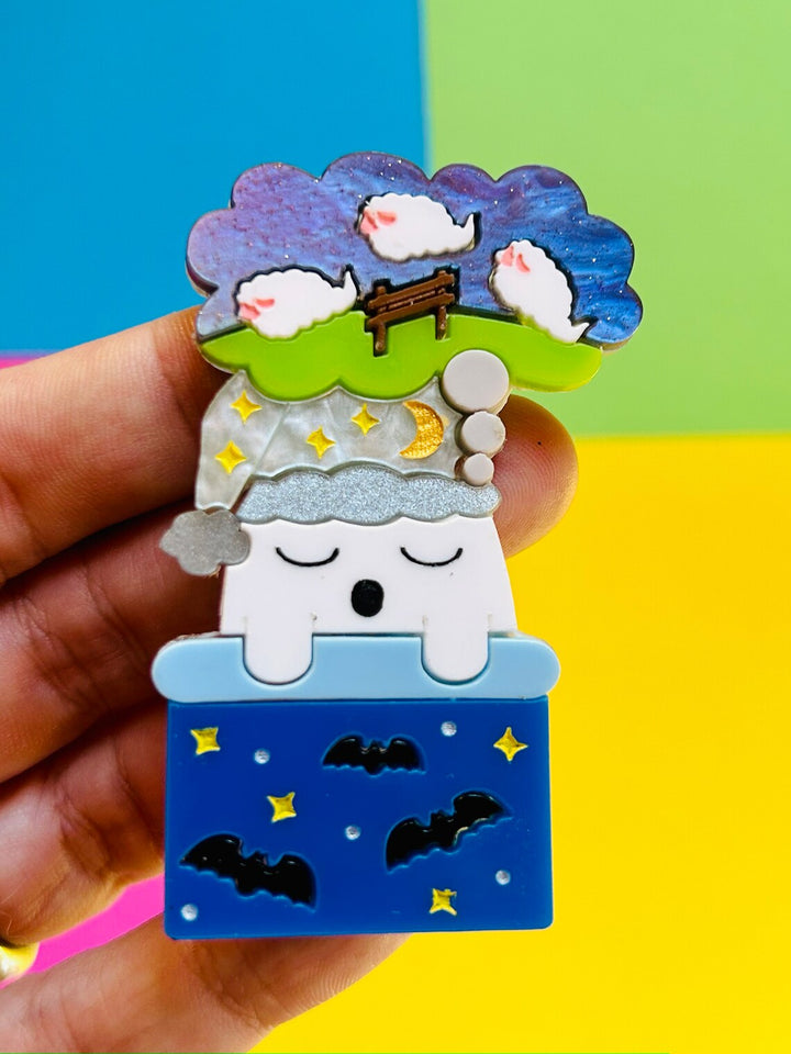 Happy Scary Dreams Acrylic Brooch by Makokot Design