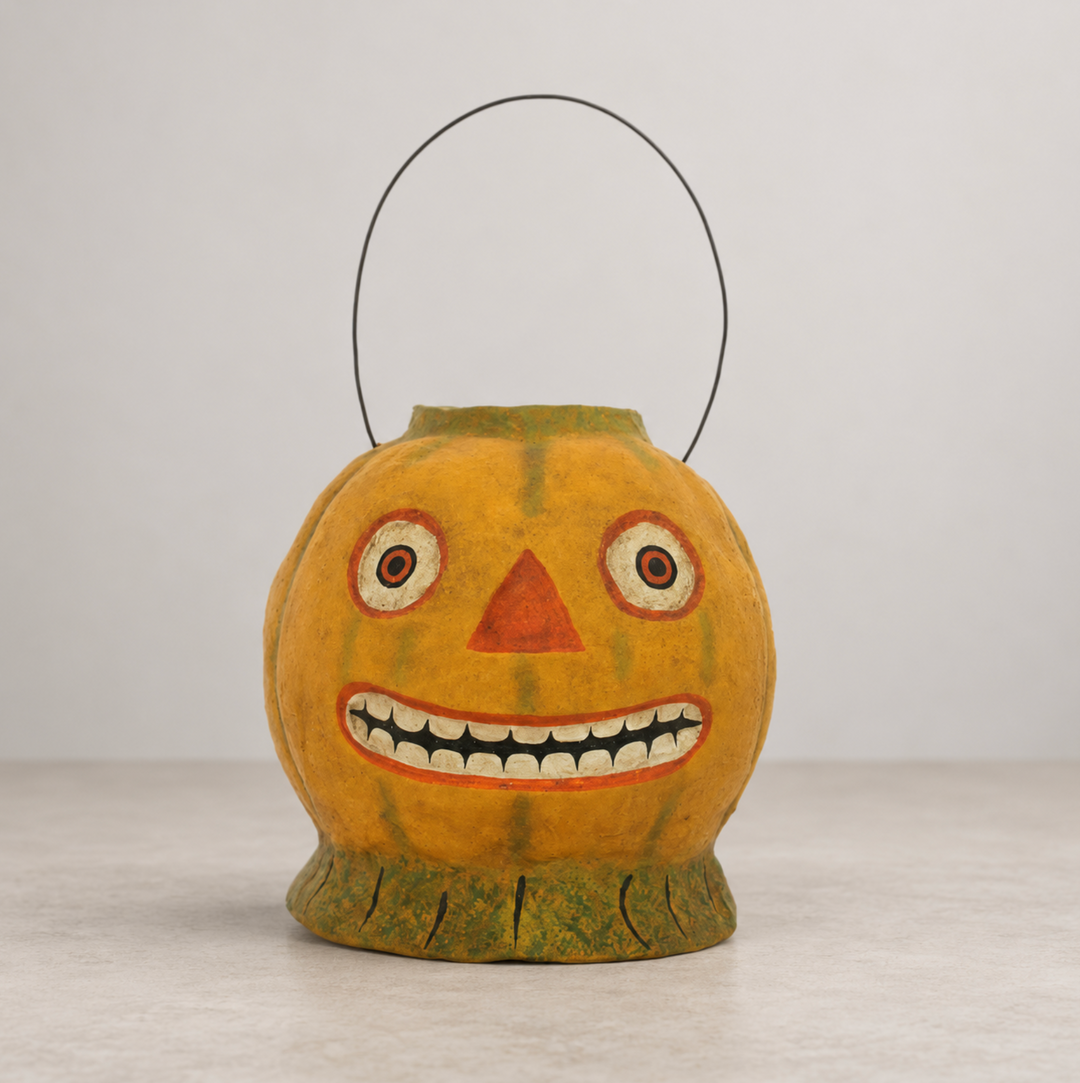 Vintage style haunted garden Halloween paper mache bucket. 