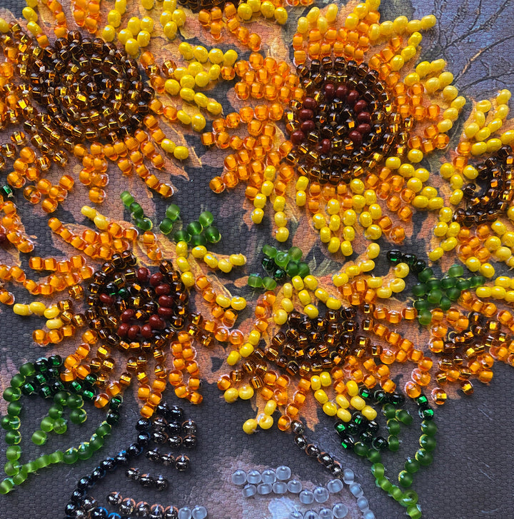 Homely Sunflowers Mini Bead Embroidery Kit by Abris Art AM-269