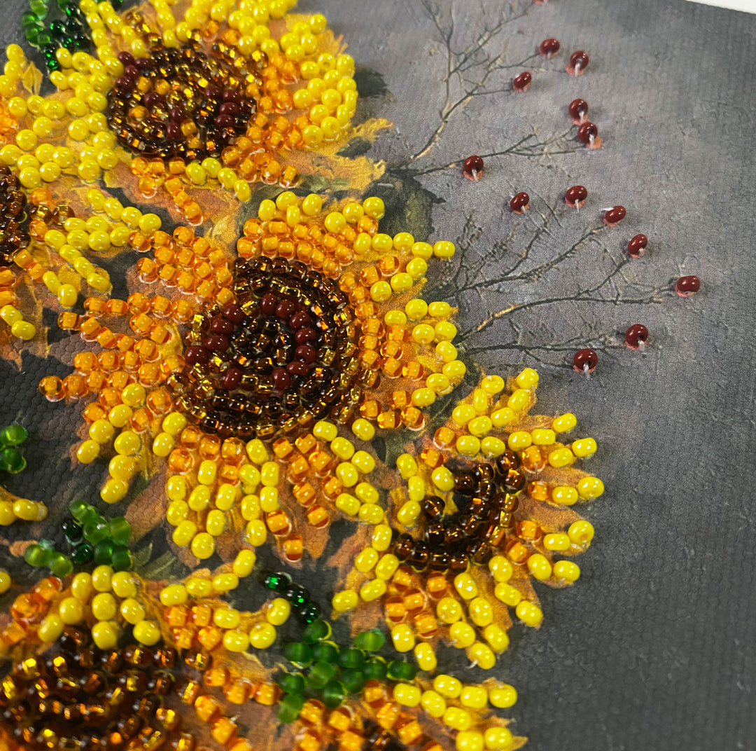 Homely Sunflowers Mini Bead Embroidery Kit by Abris Art AM-269