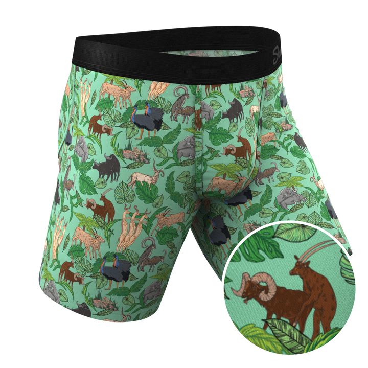The Hornography | Tropical Animals Long Leg Ball Hammock® Pouch Underwear With Fly