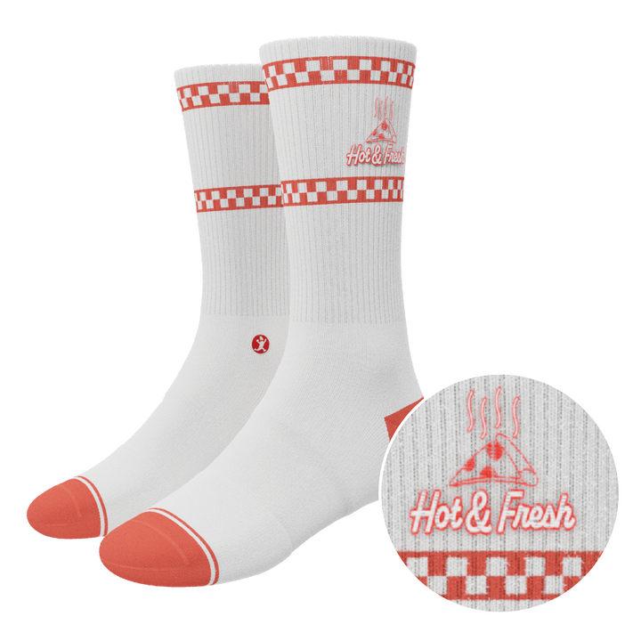 The Hot & Fresh | Pizza Box Heel Hammock™ Crew Socks