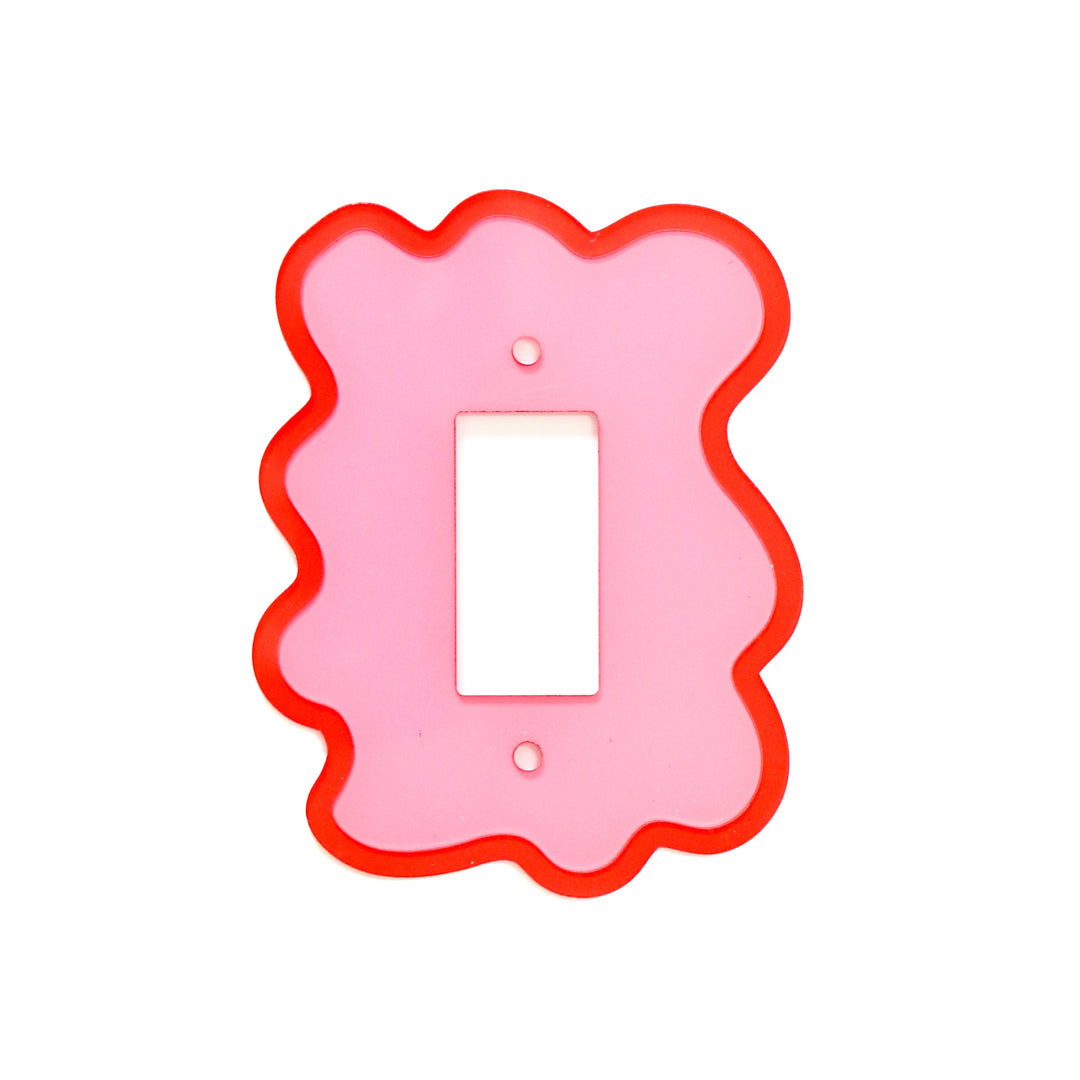 Red and pink squiggle light switch cover