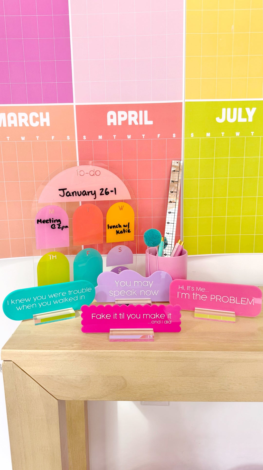 Fake it til you make it acrylic desk name plate