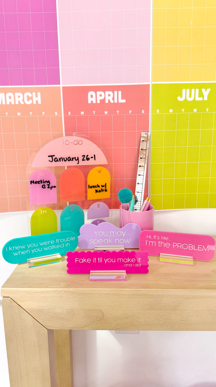 Fake it til you make it acrylic desk name plate