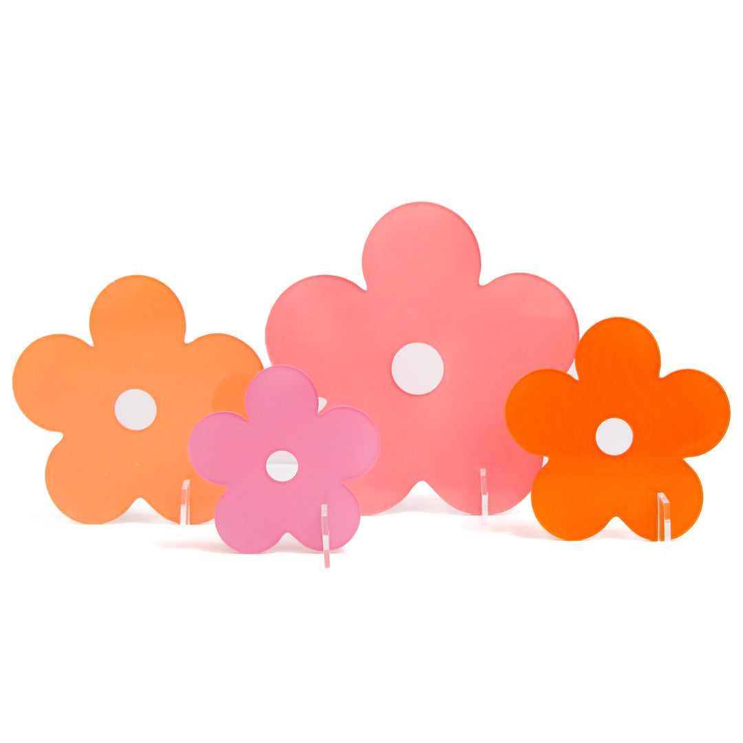 Pink and orange acrylic daisies