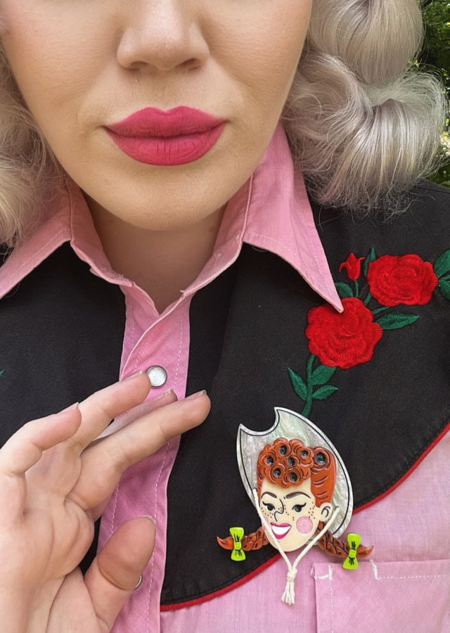 Darla the Cowgirl Brooch by Marla VonDuta x Lipstick & Chrome