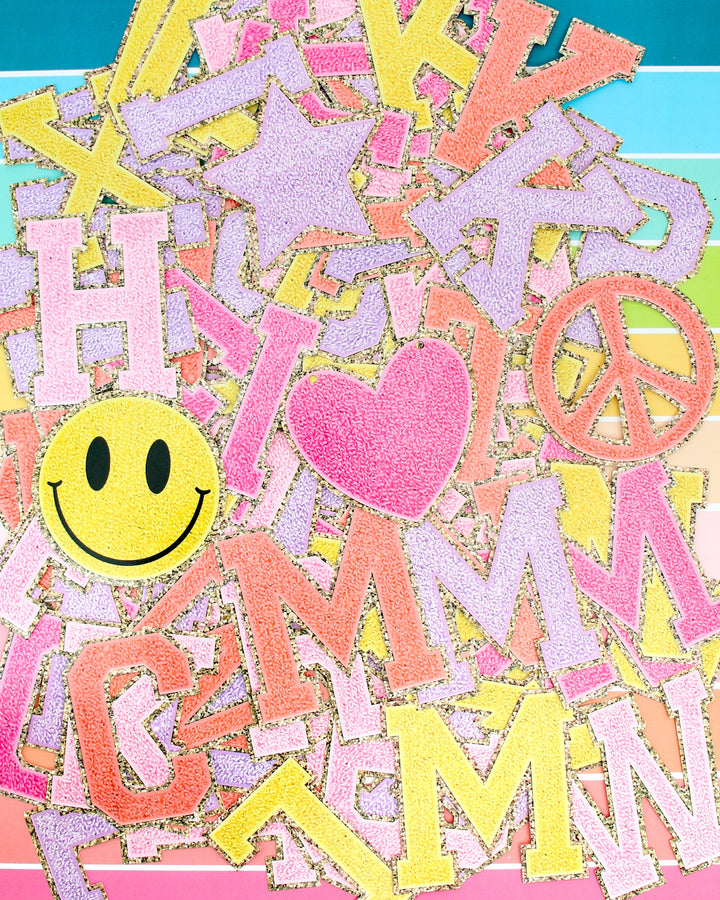 Varsity letter patch customizable paper garland - Pinks