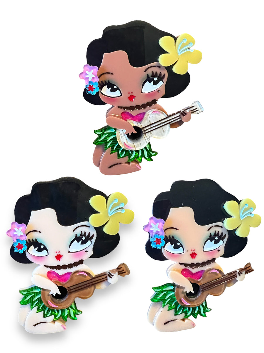 Hula Lula Tiki Girl Brooch by Miss Fluff x Lipstick & Chrome