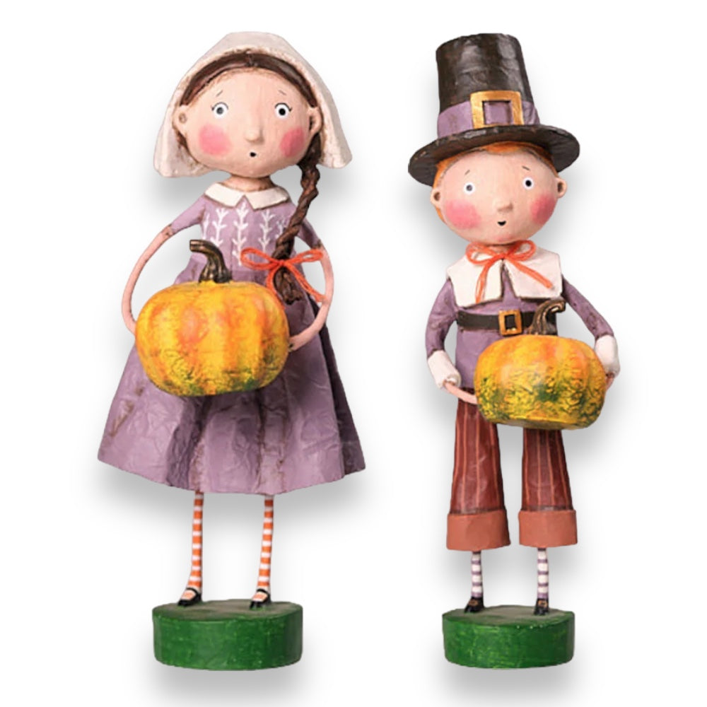 Molly & Mason Mayflower Thanksgiving Pilgrim Set of 2 by Lori Mitchell