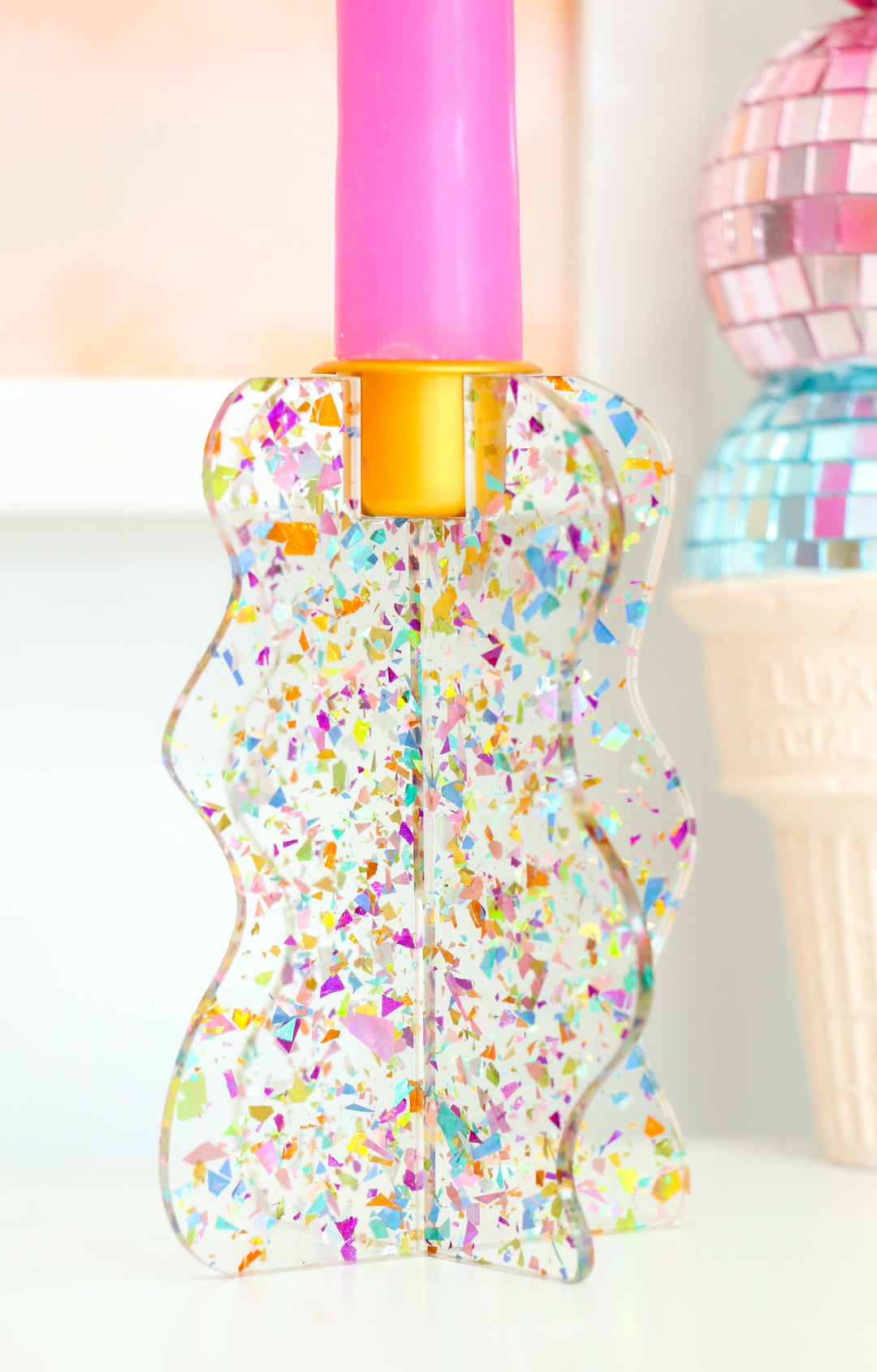 Confetti acrylic candle holders