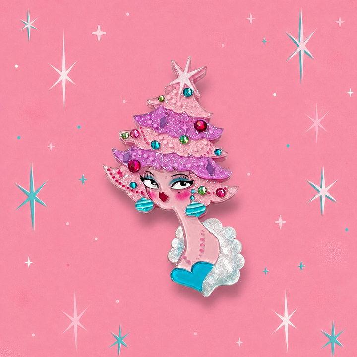 Pinkmas Glam Brooch by Miss Fluff x Lipstick & Chrome