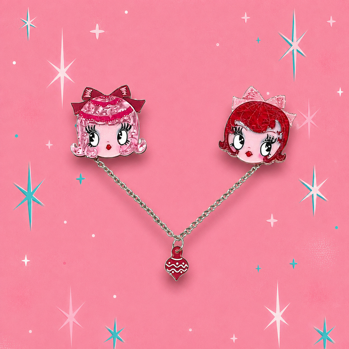Dolly Sisters Double Brooch by Miss Fluff x Lipstick & Chrome
