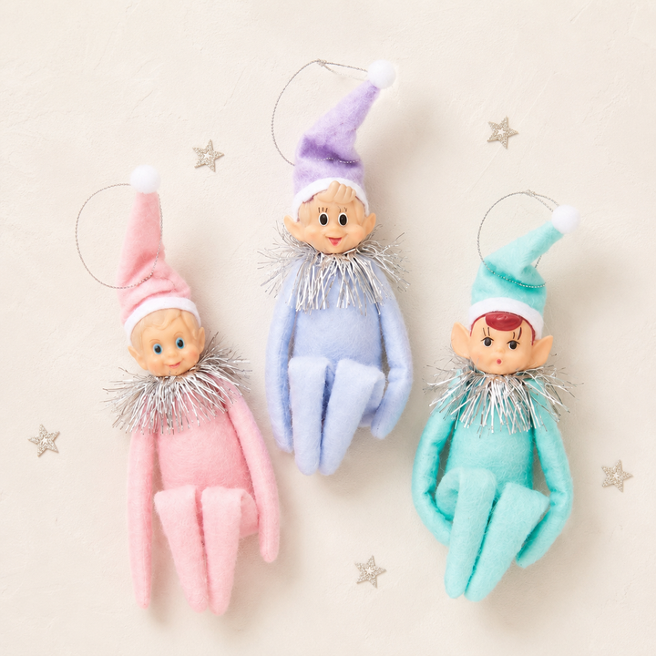 Pastel MCM KneeHugger Elf Ornaments Set of 3