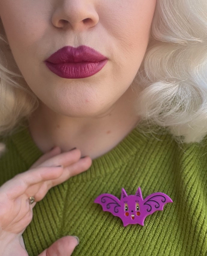 Gothic Glam Bat Scatter Pin by Johanna Parker x Lipstick & Chrome - PLUM