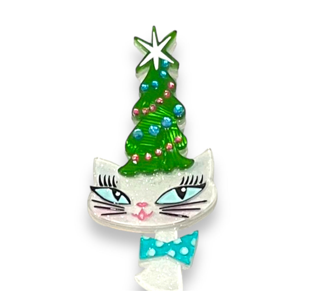 Kitty Christmas Hat Brooch by Miss Fluff x Lipstick & Chrome