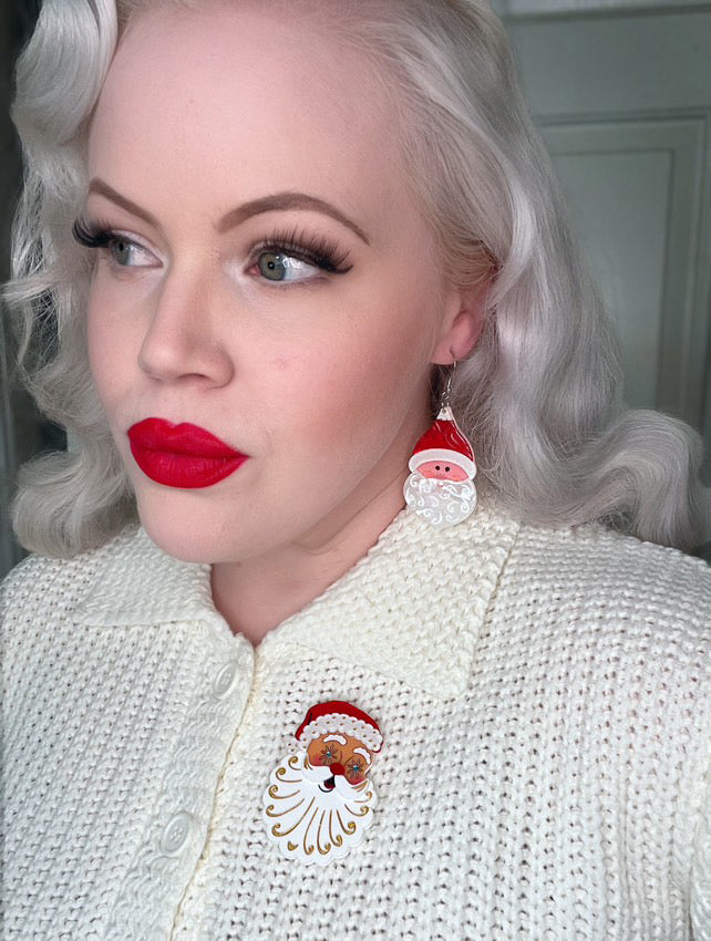 Starry Eyed Santa Brooch by 50's Vintage Dame x Lipstick & Chrome