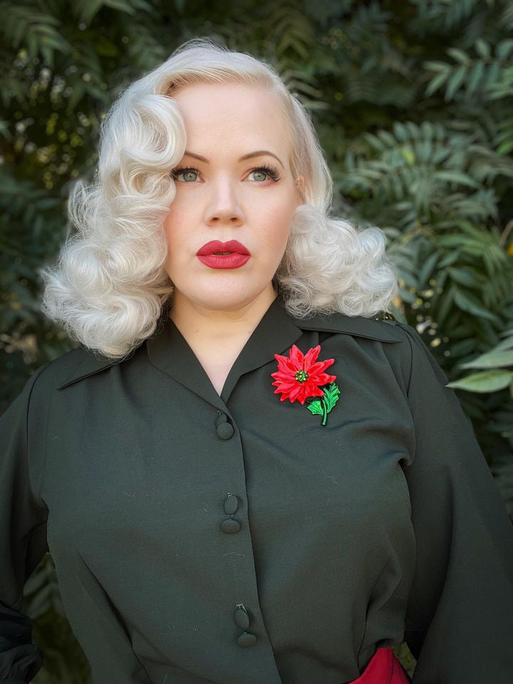 Enamel Poinsettia Statement Brooch by Lipstick & Chrome