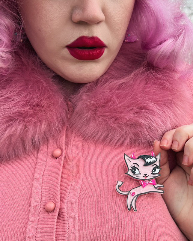 Bad Kitty Brooch by Miss Fluff x Lipstick & Chrome