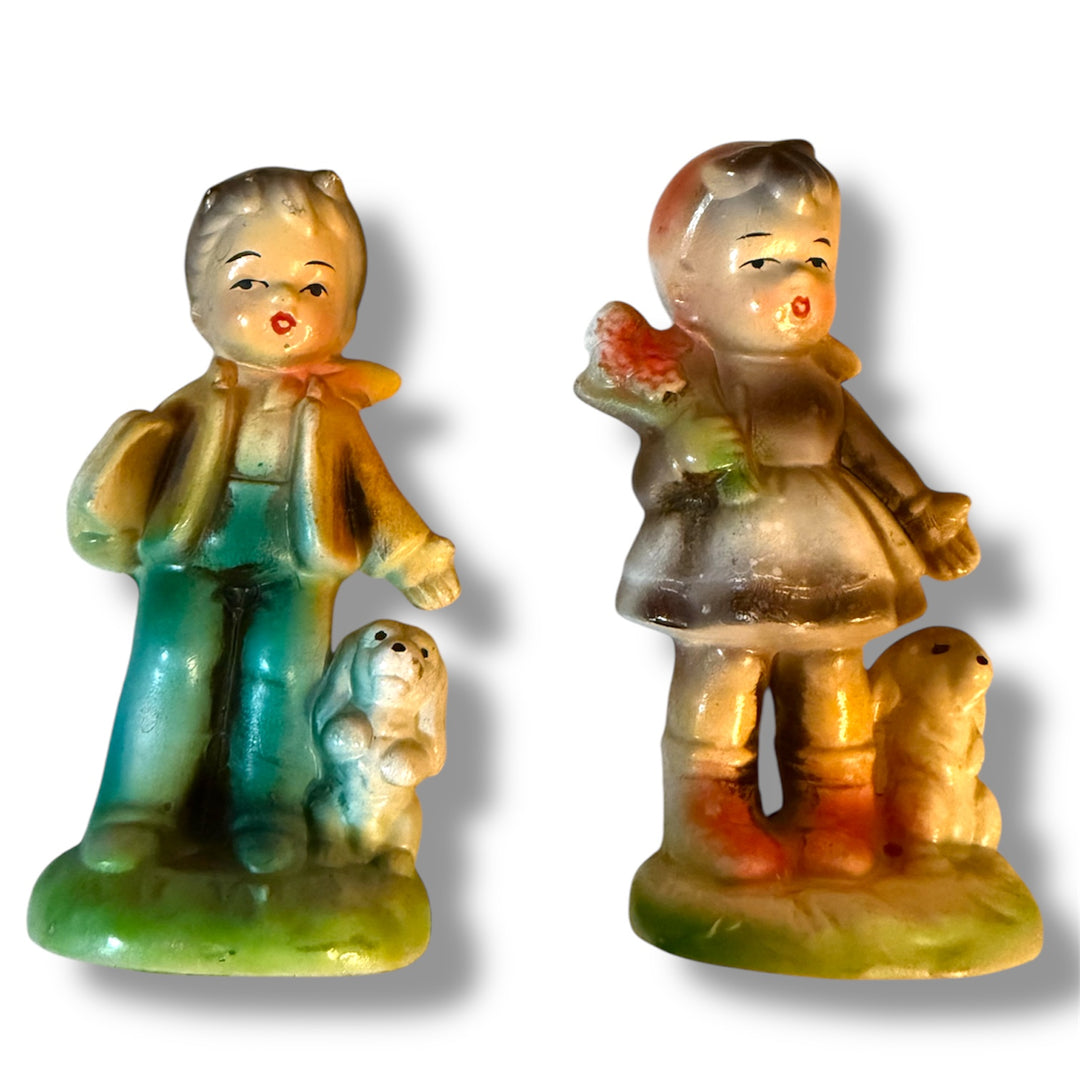 Vintage Mid-Century Ceramic Boy and Girl Figurine Set