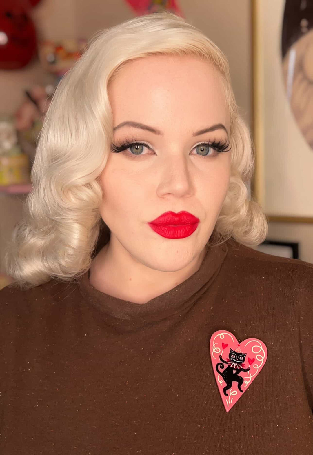 Dancing Cat in Heart Brooch by Johanna Parker x Lipstick & Chrome