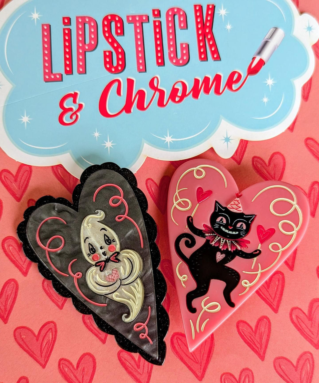 Dancing Cat in Heart Brooch by Johanna Parker x Lipstick & Chrome