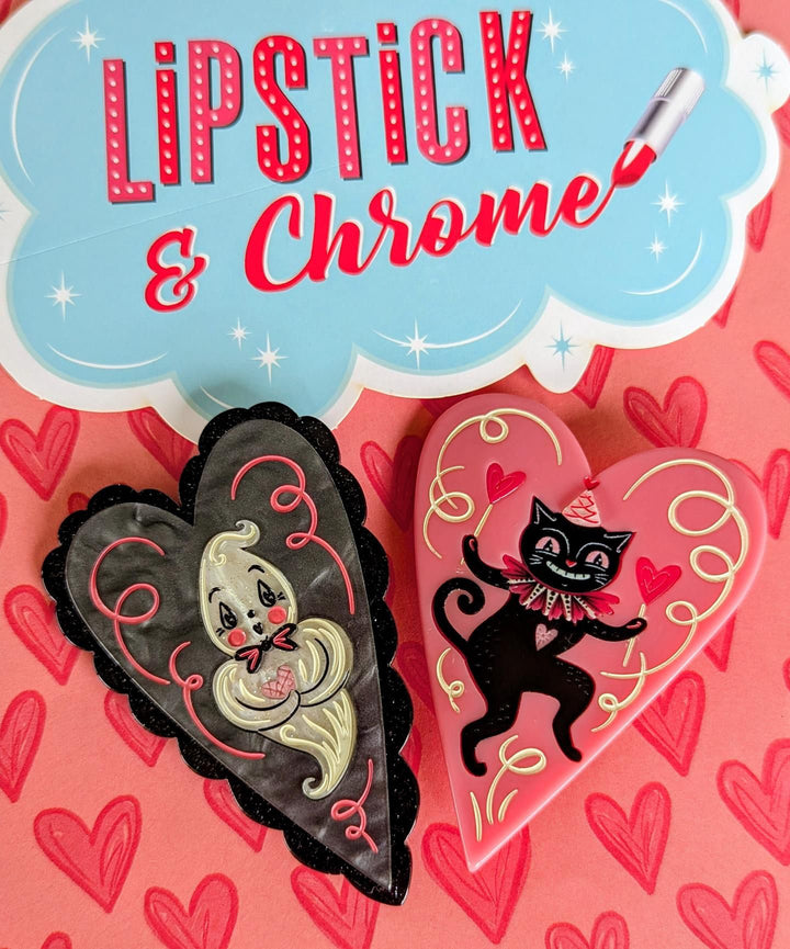 Dancing Cat in Heart Brooch by Johanna Parker x Lipstick & Chrome