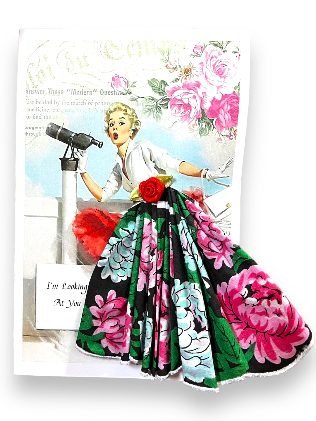 Looking At You Pinup Girl  Keepsake Hanky Card