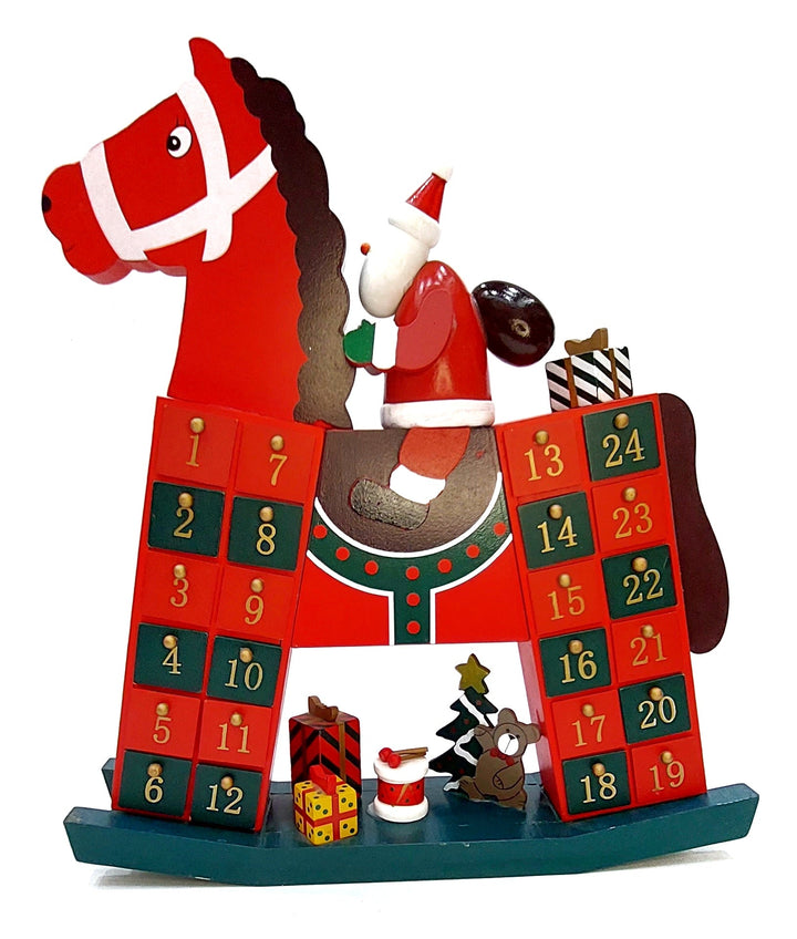 Santa's Wooden Horse Advent Calendar Wizardi F07M6-16