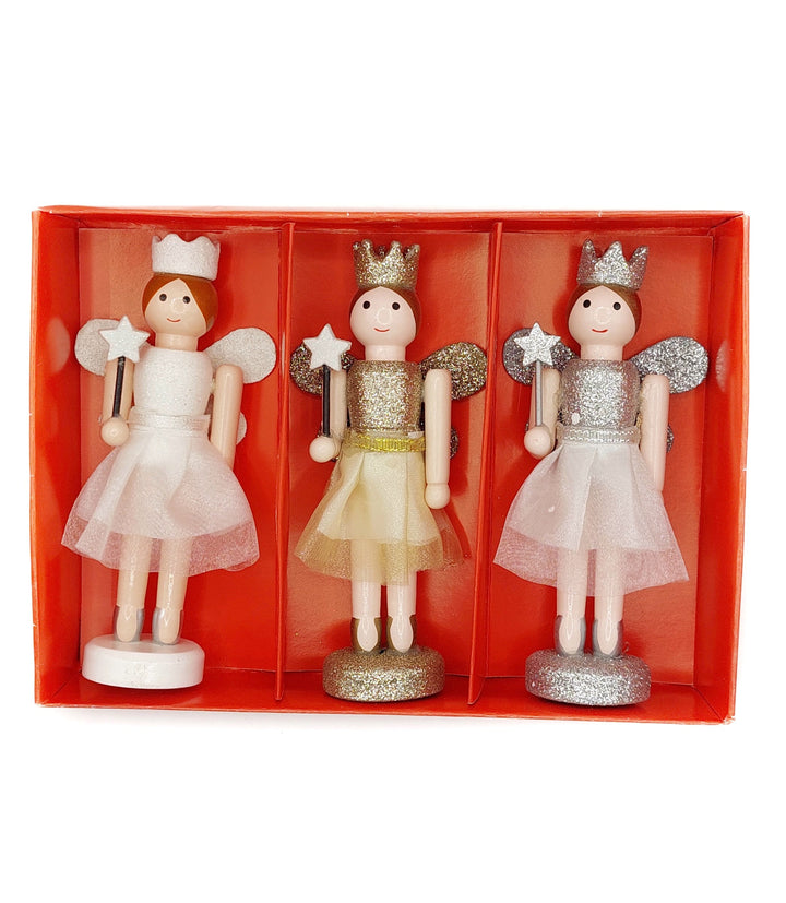 Christmas Fairies Set. Wizardi Classic Wooden Festive Decoration F07M14-13-N01657