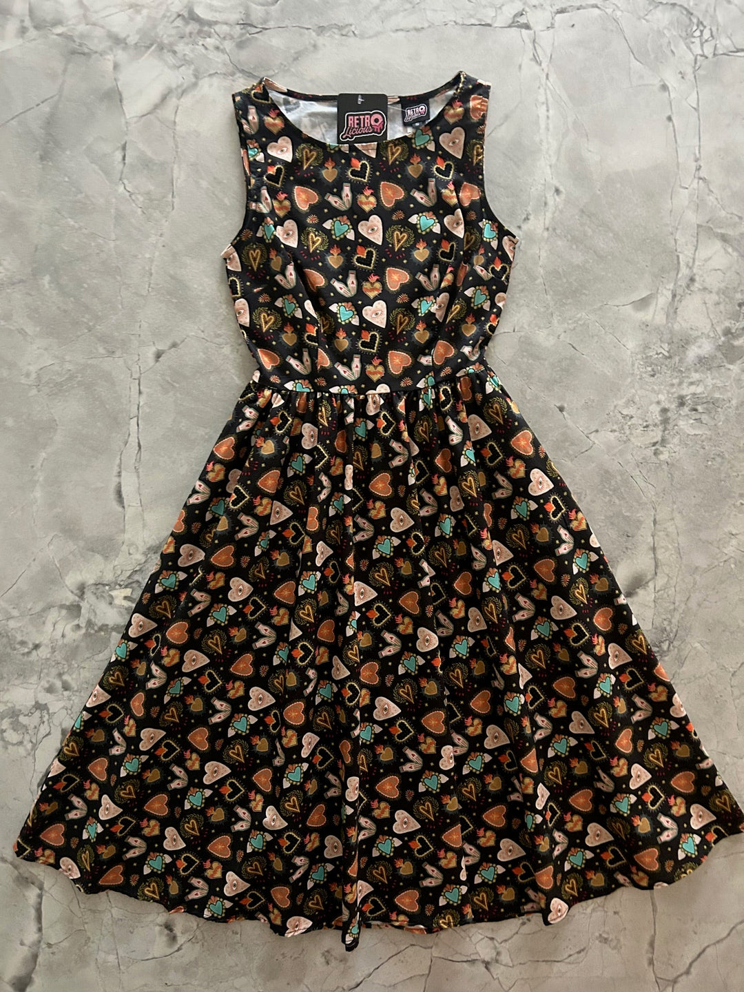 Flaming Hearts Midi Dress