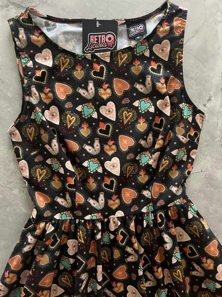 Flaming Hearts Midi Dress