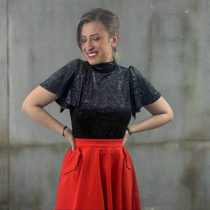 Lilith Retro Blouse in Midnight Dazzle