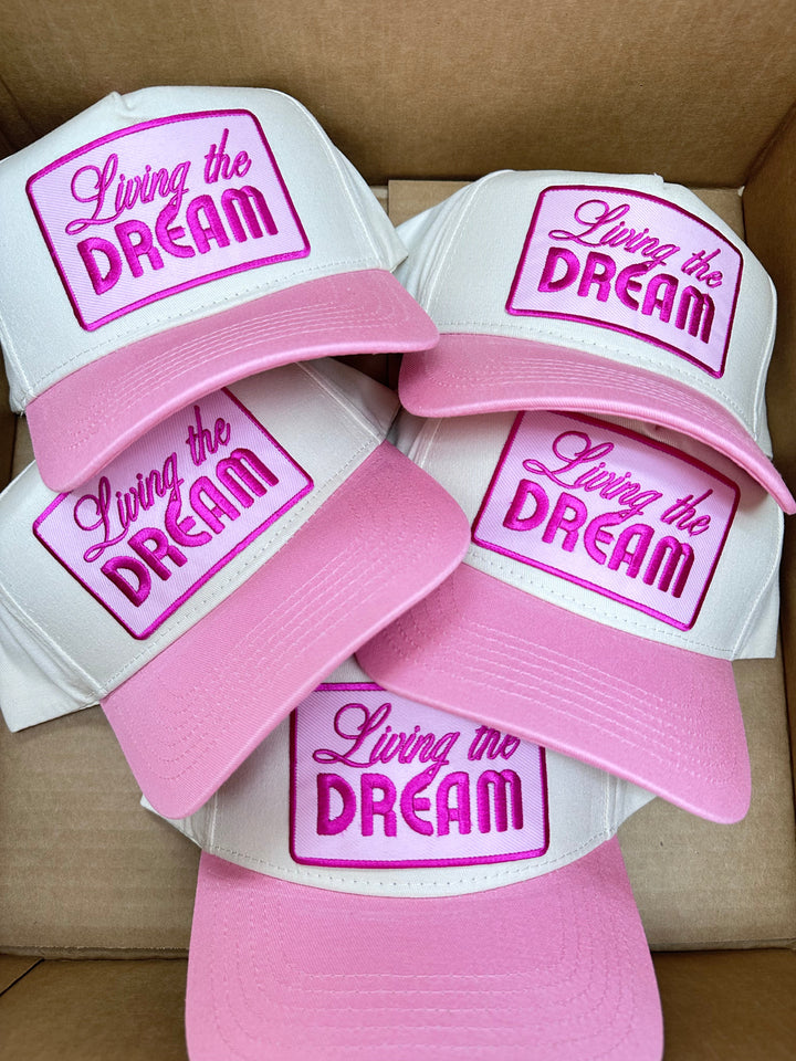 Living the Dream - Pink Vintage Trucker Hat