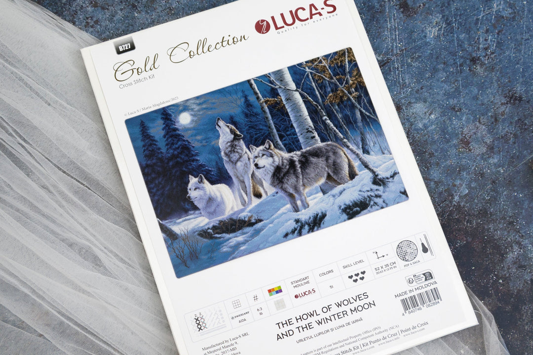 The Howl of Wolves and the Winter Moon Counted Cross-Stitch Kit by Luca-S B727L