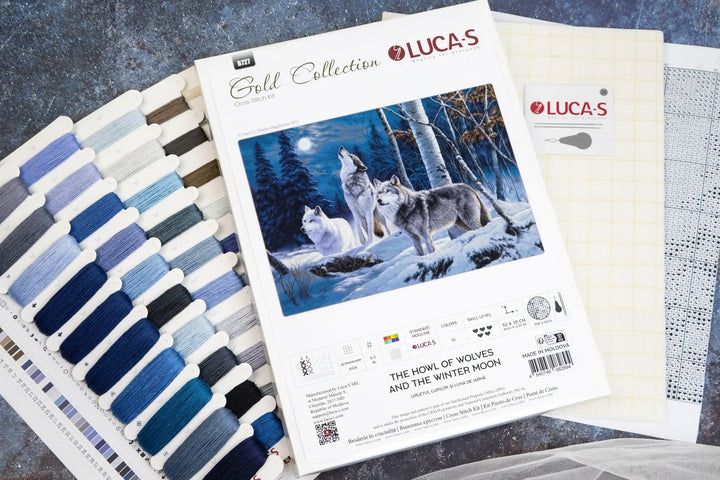 The Howl of Wolves and the Winter Moon Counted Cross-Stitch Kit by Luca-S B727L
