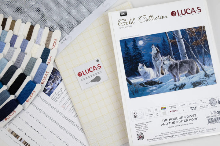 The Howl of Wolves and the Winter Moon Counted Cross-Stitch Kit by Luca-S B727L