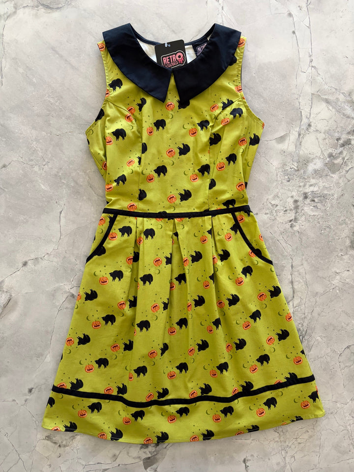 Black Cat Collared Dress