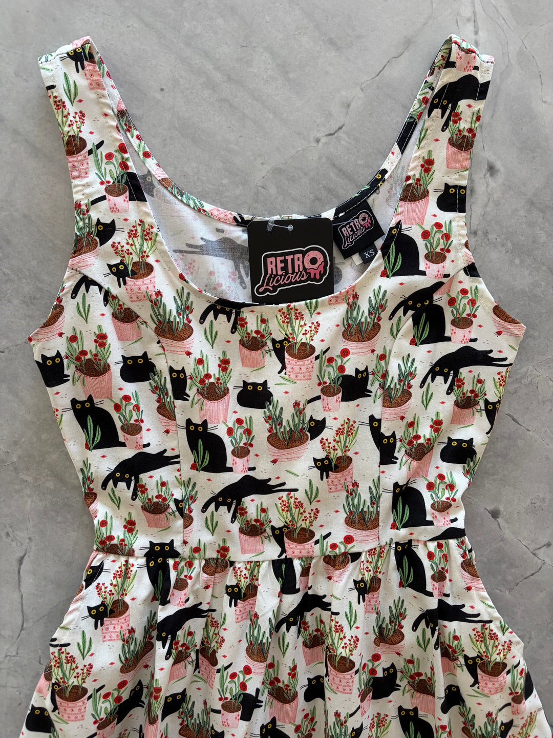 Cats & Plants Fit & Flare Dress