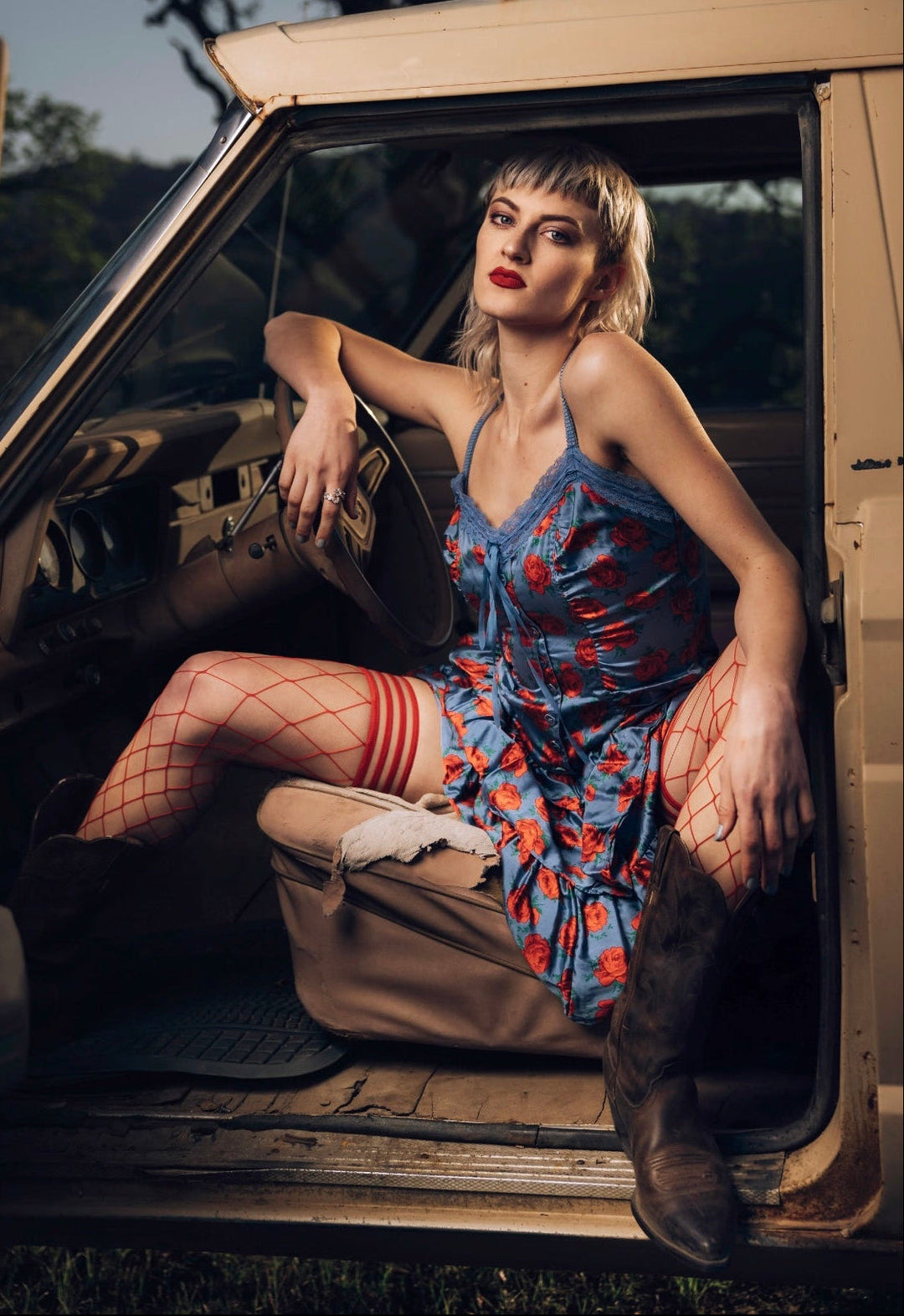 Claudia: Red Net...You Bet! Petite to Plus Size Thigh Highs