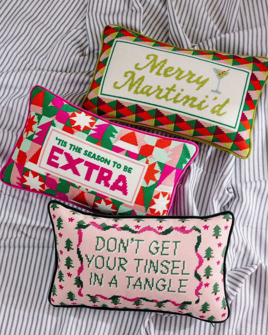 Tis the Extra Season Needlepoint Pillow