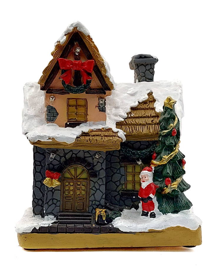 Festive Cottage with Santa Claus. Christmas Village Wizardi F07-N1-11-601