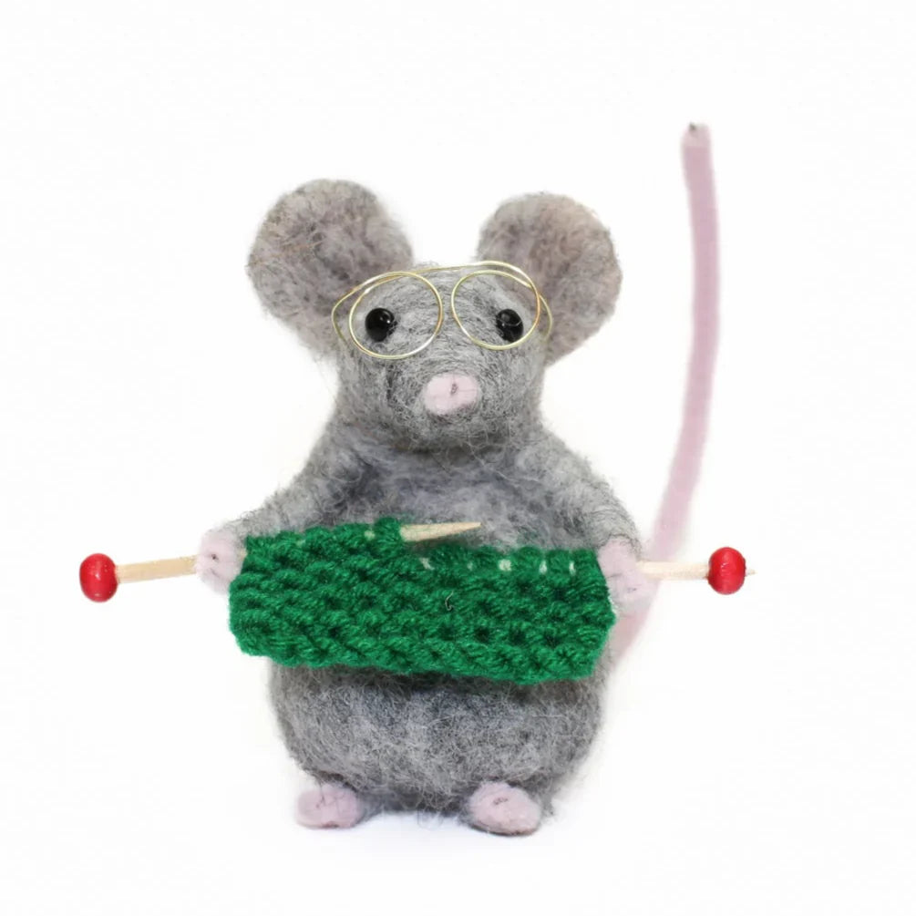 Special Edition Green Knitting Mouse Needle Felting Kit by The Makerss KTS-KnittingMouseGreen-Complete